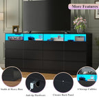 Gyfimoie 12-Compartment Divided Drawer Dresser w/Power Outlet, LED Light - Image 3