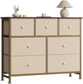 Sweetcrispy 7 Drawer Dresser for Bedroom Storage with Fabric Bins, Khaki by Sweetcrispy