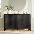 Wodeer 6 Drawer Black Dresser for Bedroom, 47"W Wood Storage Cabinet with Fluted Design, Modern Chest of Drawers & TV Stand for Living Room, Nursery Clothing Organizer with Metal Slides, Anti-Tipping - Image 3