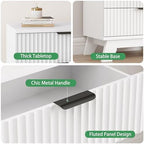 Xixini Fluted Nightstand with 4 Drawers, 31.5" Wide Side Table, White - Image 4