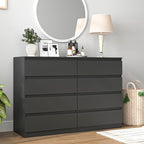 Vibe & Dine Double Dresser 8 Drawer, Modern Wooden Chest of Drawers with Wide Storage for Closet, Bedroom, Living Room, Black - Image 4