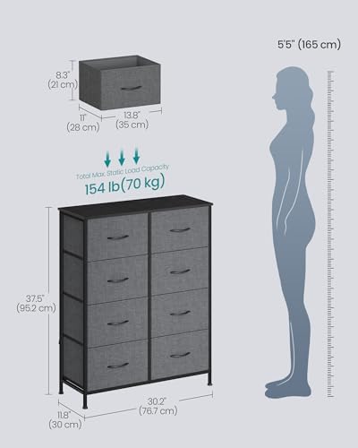 SONGMICS Dresser for Bedroom, Tall Dresser with 8 Fabric Drawers - Image 2