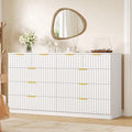 55.1" Wide Fluted 10 Drawer Dresser for Bedroom, White by NDOHCUO