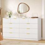 55.1" Wide Fluted 10 Drawer Dresser for Bedroom, White by NDOHCUO