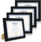 Hongkee 8.5 x 11 Picture Frame Set of 4, Made of Real Glass and Black Certificate & Diploma Frame, 8.5 by 11 Photo for Wall or Tabletop - Display Picture 6x8 with Mat or 8.5x11 Without Mat by Hongkee