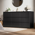 Black 9 Drawer Dresser for Bedroom,Modern Wood Dressers & Chest of Drawers with No-Handle Design, Long Dressers for Closet Living Room,Nursery,Hallway (59.06 * 32.28 * 14.57 in) by Unknown