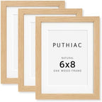 puthiac 6x8 Solid Oak Wood Picture Frames, Natural Oak, 3 Pack by PUTHIAC