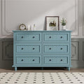 Blue 6 Drawer Dresser, Vintage Chest of Drawers, 47.2'' Bedroom Cabinet by Scurrty