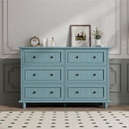 Blue 6 Drawer Dresser, Vintage Chest of Drawers, 47.2'' Bedroom Cabinet by Scurrty