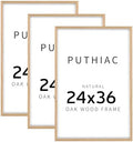 puthiac 24x36 Solid Oak Wood Picture Frames, Natural Oak, 3 Pack by PUTHIAC