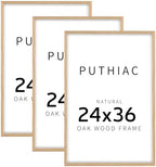 puthiac 24x36 Solid Oak Wood Picture Frames, Natural Oak, 3 Pack by PUTHIAC