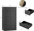 wanan Tall 6 Drawer Dresser for Bedroom, Black Modern 43.3'' Tall Wood Chest of Drawers, Storage Organizer with Smooth Metal Rails & Anti-Tip Kit for Closet, Hallway, Living Room - Image 2