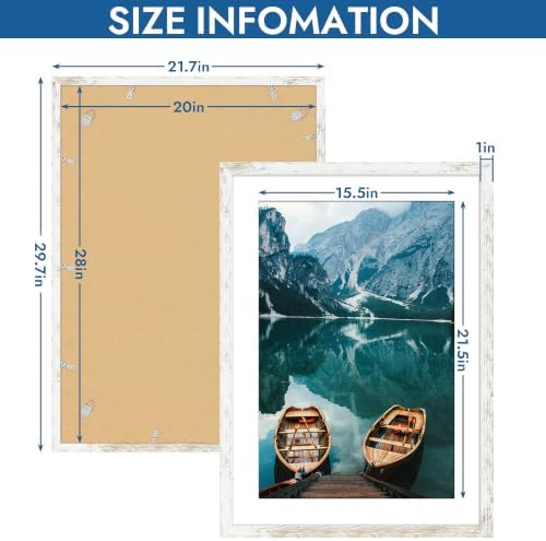 Hongkee 20x28 Picture Frame Set of 4, 20 x 28 Distressed White Wood Style - Image 3