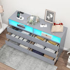 Gyfimoie Grey 6-Drawer Dresser for Bedroom w/Power Outlet and LED Light - Image 3