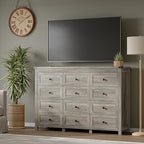 BORNOON 12-Drawer Dresser, Modern Wooden Storage Chest of Drawers, Dresser TV Stand, Wood Drawer Organizer with Metal Handles for Bedroom, Living Room, Hallway - Image 5