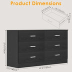 Bigbiglife Wood Dresser for Bedroom, 6 Drawer Double Dresser, Modern Chest of Drawers with Deep Drawers, Large Storage Organizer for Living Room, Closet (Black) - Image 2