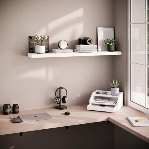 Ballucci Floating Shelf, 48" Wood Wall Shelf with Invisible Brackets for Bathroom, Living Room, Bedroom, Kitchen, Nursery, 8" Deep, White - Image 4