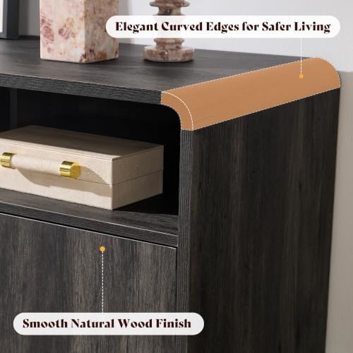 AMERLIFE 70" Modern Curved TV Stand with Storage for TVs Up to 80" - Image 4