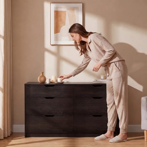 YESHOMY Dresser for Bedroom, 47.2" Modern Wood Chest with 6 Drawers - Image 6