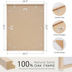 puthiac 20x24 Solid Oak Wood Picture Frames, Natural Oak, 3 Pack - Image 3
