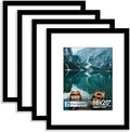 Hongkee 16x20 Frames Set of 4, 16 x 20 Black Wood Style(Mat 11x14) by Hongkee