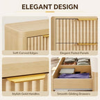 Fluted 9 Drawer Dresser for Bedroom, 59" Horizontal Wide Modern Low Profile Chest of Drawers with Metal Handle & Storage, Long Wooden Dresser TV Stand for Living Room & Closet, Natural Oak Dresser - Image 5