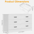 Bigbiglife Wood Dresser for Bedroom, 6 Drawer Double Dresser, Modern Chest of Drawers with Deep Drawers, Large Storage Organizer for Living Room, Closet (White) - Image 2