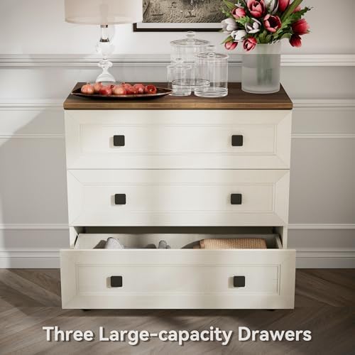 FENSULN Modern White Dresser for Bedroom with 3 Drawers,Chest of Drawers with Organizer Storage for Bed Room,Livingroom Hallway - Image 6