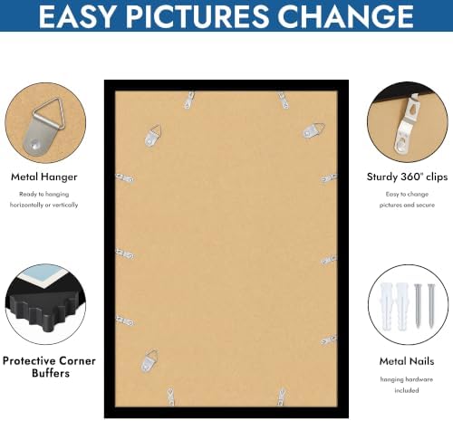 Hongkee 14x20 Frame Set of 4, 14 x 20 Black Wood Style(Mat 12x18) - Image 5