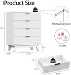 Xixini Fluted Nightstand with 4 Drawers, 31.5" Wide Side Table, White - Image 2