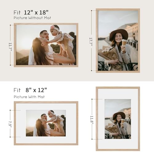 puthiac 12x18 Solid Oak Wood Picture Frame, Natural Oak, 1 Pack - Image 4