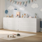 BORNOON Dresser for Bedroom with 9 Drawers, Fluted Chest of Drawers with Round Curved Corner, Hidden Handles, Modern Wood Storage Organizer for Bedroom, Nursery, Living Room - Image 6