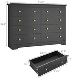Black Dresser for Bedroom, 8 Drawer Dresser with Large Drawers, 51 Inch Wide Wood Chest for Living Room, Hallway - Image 2