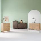 LINSY Fluted 9 Drawer Dresser for Bedroom, 58" Wide Mid-Century Modern Tall Chest of Drawers, Deep Storage Dresser with Curved Corner Design, Large Accent Wood Cabinet for Bedroom, Oak - Image 7