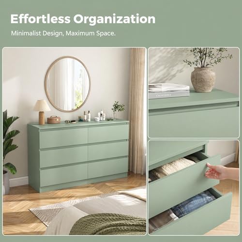 Spaco Dresser for Bedroom,Modern 6 Drawer Dresser with Deep Drawer,Wide Storage Chest of Drawers,Bedroom Storage Organizer Furniture,TV Stand for Living Room - Image 6