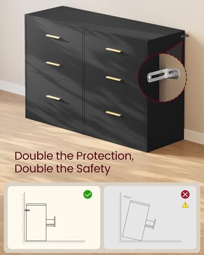VASAGLE 6-Drawer Dresser, Chest of Drawers, 46.9 x 15.8 x 30.7 Inches - Image 6
