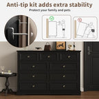 51" Wide Farmhouse 9 Drawer Dresser for Bedroom, Black - Image 5