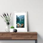 Hongkee 11x17 Picture Frame Set of 4, 11x17 Distressed White Wood, Mat 8x12 - Image 2