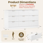 MALOL Fluted 9 Drawer Dresser for Bedroom, 59" Wide Wood Chest of Drawers with Metal Handle, Long Dresser Storage Organizer TV Stand for Closet, Living Room, Hallway, White - Image 2