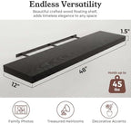 48" Black Floating Shelves 12inch Deep Wall Shelf, Set of 1 - Image 2