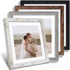 Hongkee 12x12 Picture Frame Set of 4, Made of Made of Glass and Multicolour Wooden Frame, 12 by 12 Photo for Wall or Tabletop - Display Picture 10x10 with Mat or 12x12 Without Mat by Hongkee