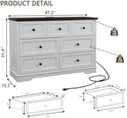 Farmhouse 7 Drawers Dresser for Bedroom with Charging Station,Wood Dressers - Image 2