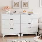 Xixini Fluted Nightstand with 4 Drawers, 31.5" Wide Side Table, White - Image 7