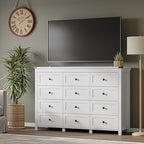 BORNOON 12-Drawer Dresser, Modern Wooden Storage Chest of Drawers, Dresser TV Stand, Wood Drawer Organizer with Metal Handles for Bedroom, Living Room, Hallway - Image 5