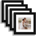 Hongkee 8x8 Picture Frames Set of 4, Made of Real Glass and Black Wooden Frame - Display Picture 6x6 with Mat or 8 x 8 Without Mat, 8 by 8 Photo for Wall or Tabletop by Hongkee