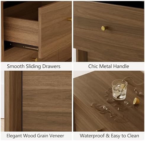 FORTUNETEC 47" Wide 6 Drawer Dresser for Bedroom, Walnut - Image 4