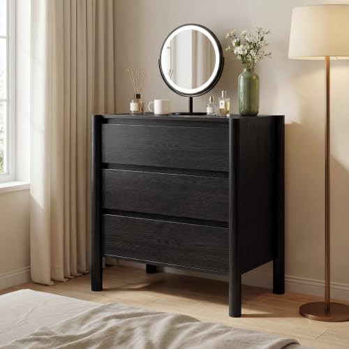 HOUROM Black 3 Drawer Dresser for Bedroom, Mid Century Modern Chest - Image 6