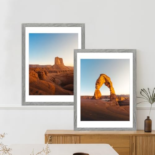 Hongkee 18x24 Frame Set of 4, 18 x 24 Grey Wood Style(Mat 16x20) - Image 6