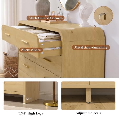 Curved Drawer Dresser for Bedroom with 5 Drawers, 31'' Wide Chest of Drawer - Image 6