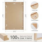 puthiac 24x36 Solid Oak Wood Picture Frames, Natural Oak, 3 Pack - Image 3